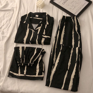 3 τμχ Καλοκαιρινές γυναικείες πιτζάμες εκτύπωση Kawaii Ρούχα κοντά μανίκια Laple επάνω φαρδιά σορτς Παντελόνια σαλονιού Γυναικεία πιτζάμες