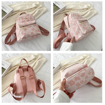 Νέα στάμπα λουλουδιών Μικρά σακίδια πλάτης Μόδα Γυναικεία Μίνι σακίδιο πλάτης καμβά μαθητική τσάντα για κορίτσια Φορητή τσάντα ώμου