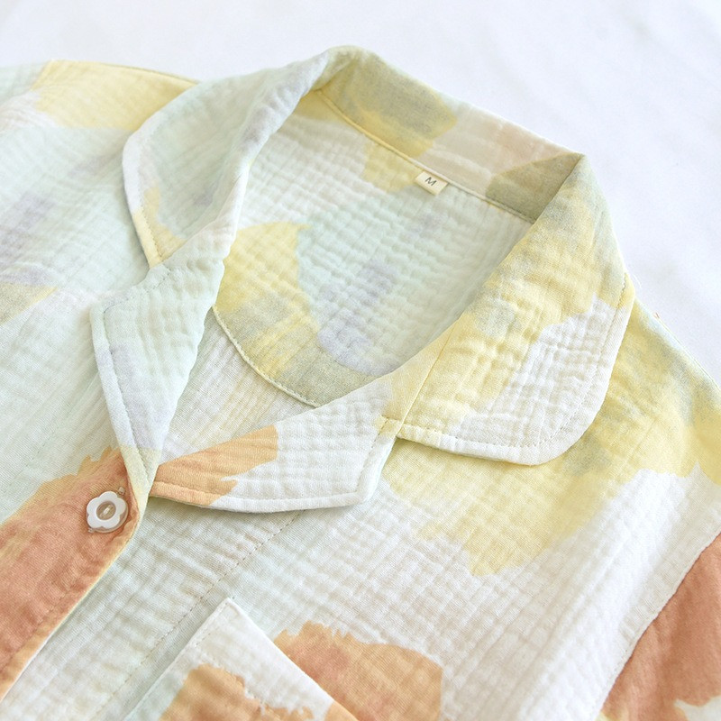 Pidžaama komplekt Lühikeste varrukatega naiste suvine kardigan krepp puuvillane õhuke magus trendikas naiste 2 tk pidžaama elegantne