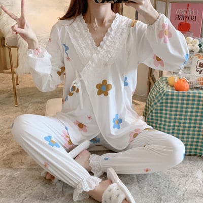 100% puuvillane õhuke topeltmarli rasedatele imetavatele magamisriided koduriided rasedatele kevadiseks raseduseks pidžaamad