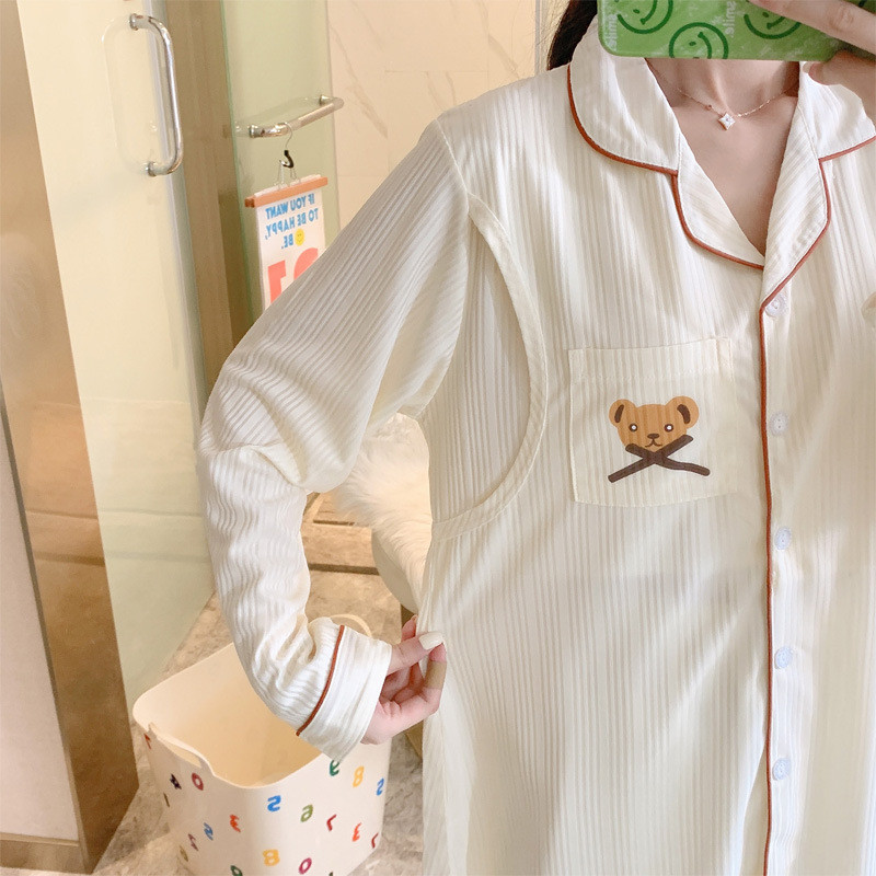 100% puuvillane õhuke topeltmarli rasedatele imetavatele magamisriided koduriided rasedatele kevadiseks raseduseks pidžaamad