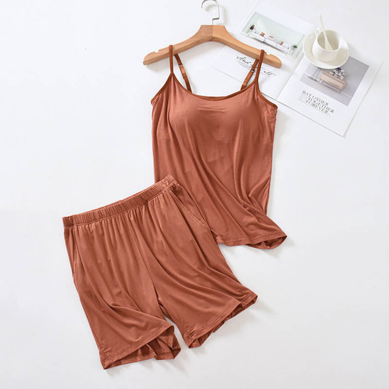 2023. aasta suve naiste ühevärviline vaba suur pehme majapidamispidžaama komplekt Mugav Mudel Sling + lühikesed püksid 2 tk Rinnapadjaga magamisriided