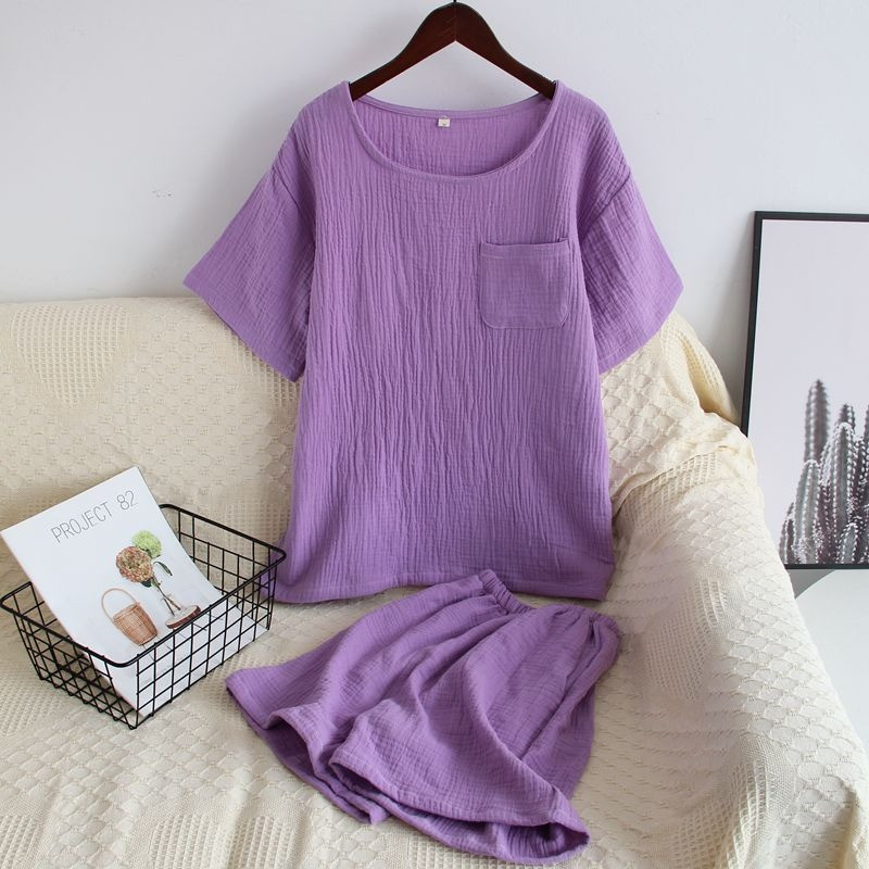 Armas soliidne tüdrukute pidžaamakomplekt Korea suvine uus lühikeste varrukatega vaba aja magamisriided Naiste lahtised öörõivad Pullover koduriiete ülikond