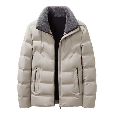 Ανδρική χειμερινή μόδα Χαλαρή βελούδινη χοντρή συσσώρευση θερμότητας Αντιανεμικό ελαφρύ πουπουλένιο μπουφάν Μαύρο ανδρικό παλτό σε μέγεθος Largo