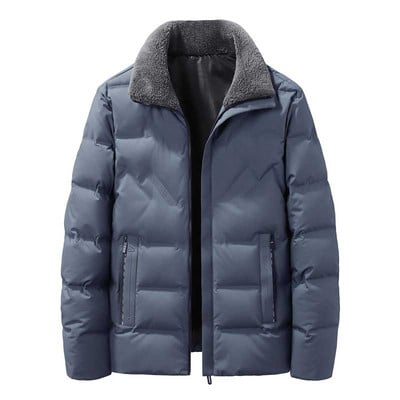 Ανδρική χειμερινή μόδα Χαλαρή βελούδινη χοντρή συσσώρευση θερμότητας Αντιανεμικό ελαφρύ πουπουλένιο μπουφάν Μαύρο ανδρικό παλτό σε μέγεθος Largo