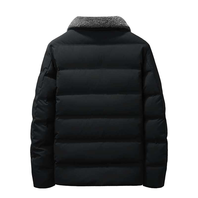 Ανδρική χειμερινή μόδα Χαλαρή βελούδινη χοντρή συσσώρευση θερμότητας Αντιανεμικό ελαφρύ πουπουλένιο μπουφάν Μαύρο ανδρικό παλτό σε μέγεθος Largo
