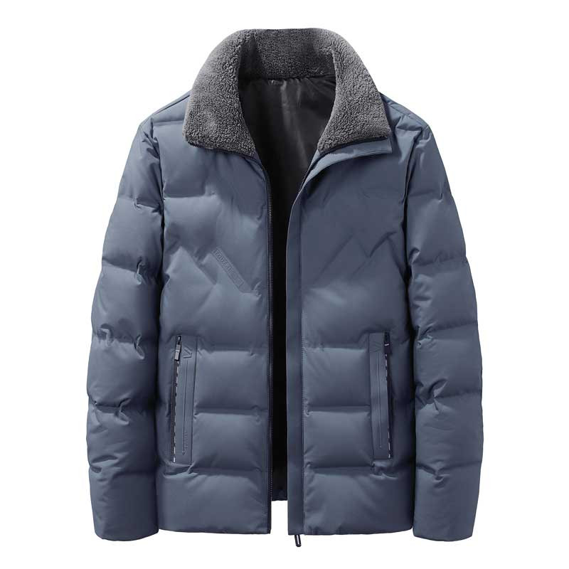 Ανδρική χειμερινή μόδα Χαλαρή βελούδινη χοντρή συσσώρευση θερμότητας Αντιανεμικό ελαφρύ πουπουλένιο μπουφάν Μαύρο ανδρικό παλτό σε μέγεθος Largo