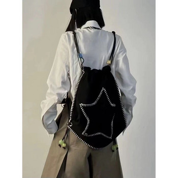 Y2K Дамска ежедневна раница Kawaii Book Star Черни чанти през рамо Развлекателна чанта Crossbody Детска чанта за пътуване Момичета Дамска ученическа чанта