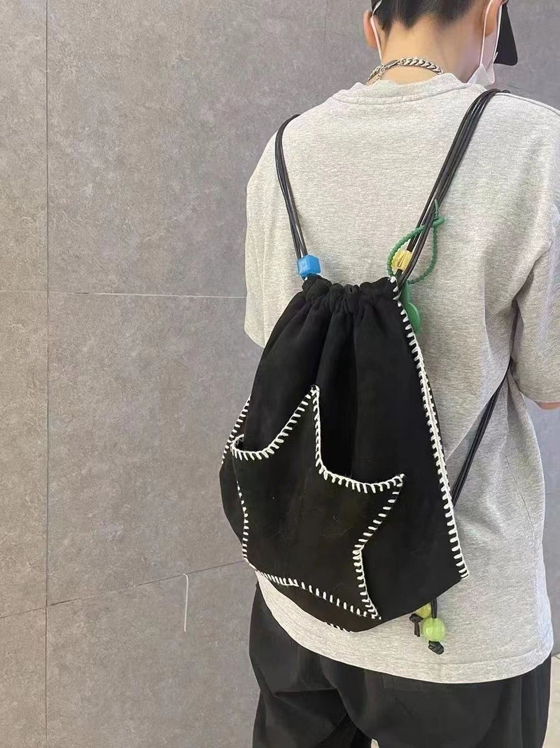 Y2K femei casual Kawaii carte rucsac stea negru genți de umăr pentru petrecere a timpului liber geantă crossbody copii călătorie fete doamne student ghiozdan