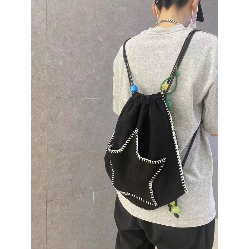Y2K femei casual Kawaii carte rucsac stea negru genți de umăr pentru petrecere a timpului liber geantă crossbody copii călătorie fete doamne student ghiozdan