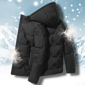 Ανδρικά χειμερινά υψηλής ποιότητας Ελαφρύ βελούδινο παχύ ζεστό αντιανεμικό αναπνεύσιμο ιδρώτα με κουκούλα Μπουφάν casual ανδρικό παλτό