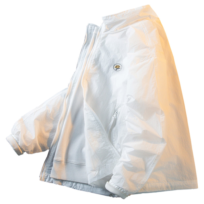 Ελαφρύ Ice Silk Διπλή στρώση όρθιο γιακά Αντρικά Ρούχα Προστασίας από τον ήλιο Καλοκαιρινό Λεπτό Χαλαρό Χαλαρό Ανδρικό παλτό για εξωτερικούς χώρους