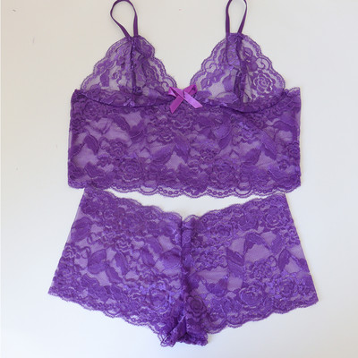 Δαντελένια Σετ Πυτζάμες Γυναικεία Pijama Mujer Strap Αμάνικο σέξι κοστούμι υπνοδωμάτιο με λαιμόκοψη Cami Top κοντά εσώρουχα Γυναικεία νυχτερινά ρούχα