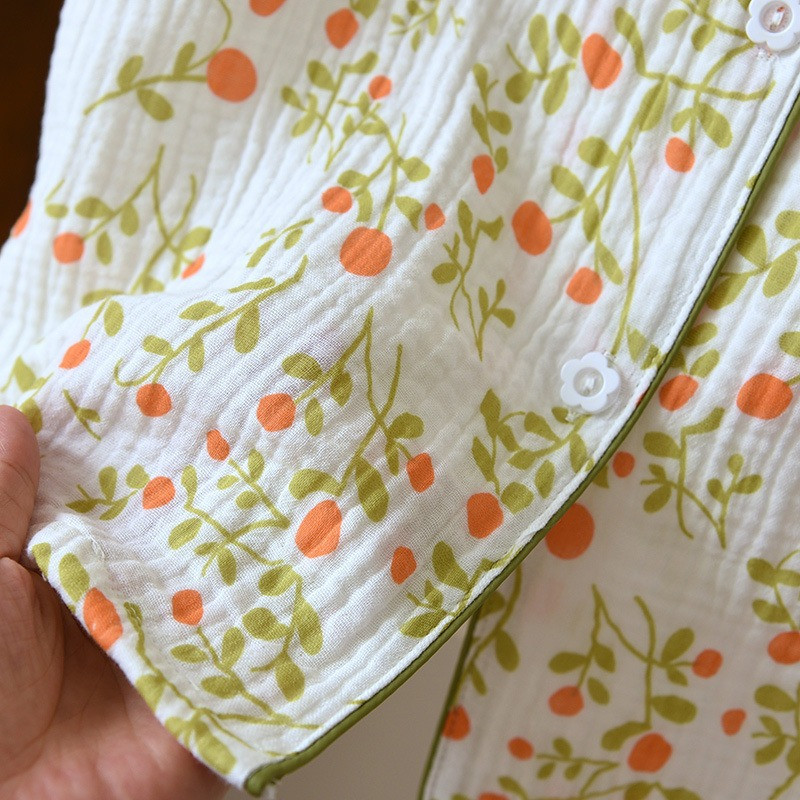 Vară, stil japonez, tifon dulce, kimono din bumbac, pijama cu rever, desene animate, drăguț, imprimare, largi, haine de dormit, femei, 2 piese.