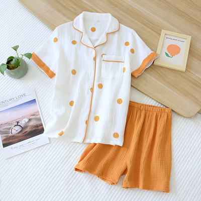 2 ΤΕΜ Γυναικεία Σετ Πυτζάμες Γλυκά χαριτωμένα πουά μόδας καλοκαιρινά κοντομάνικα σπίτια Κορεατικά ελαστικά παντελόνια φαρδιά πυζά