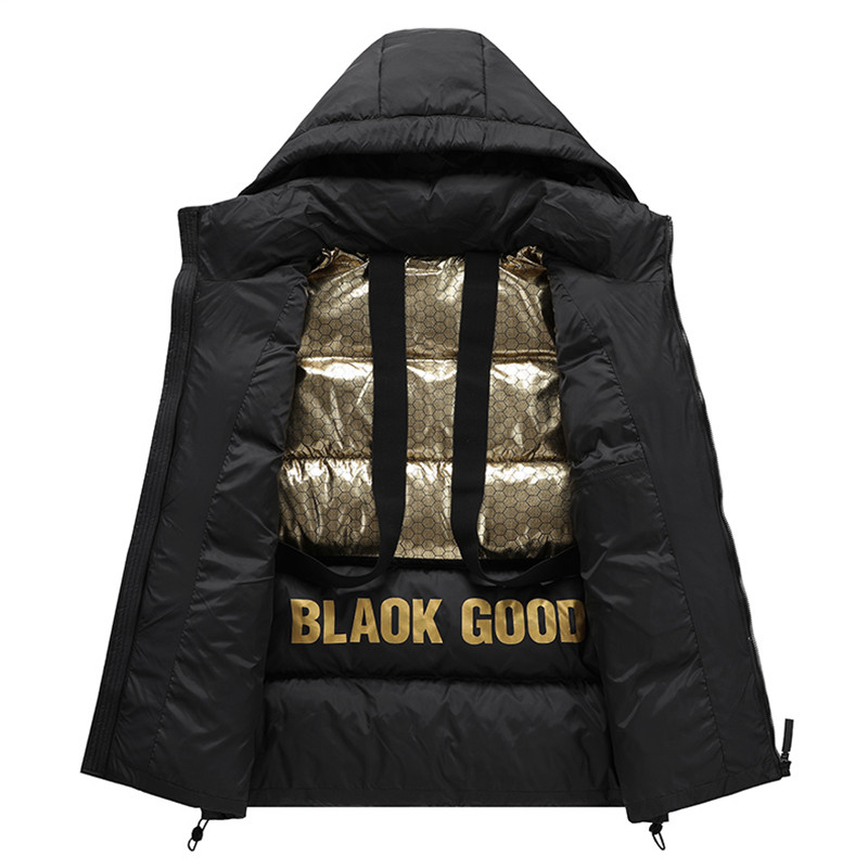 Ανδρικό πουπουλένιο μπουφάν ζεστό με κουκούλα αδιάβροχο παλτό χειμωνιάτικο ανδρικό χοντρό αντιανεμικό ελαφρύ Υψηλής ποιότητας λεπτό τζάκετ ανδρικό ζεστό