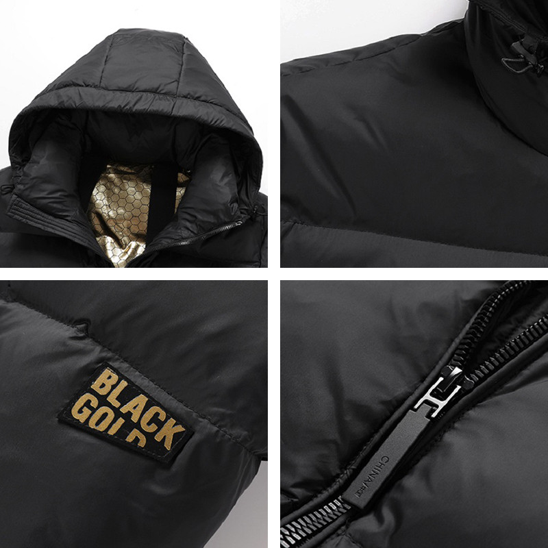 Ανδρικό πουπουλένιο μπουφάν ζεστό με κουκούλα αδιάβροχο παλτό χειμωνιάτικο ανδρικό χοντρό αντιανεμικό ελαφρύ Υψηλής ποιότητας λεπτό τζάκετ ανδρικό ζεστό