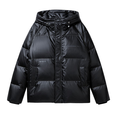 Jachetă de iarnă, cu glugă, cu glugă, pentru bărbați, ușoară, respirabilă, impermeabilă, pufă groasă, clasică, casual, parka de înaltă calitate