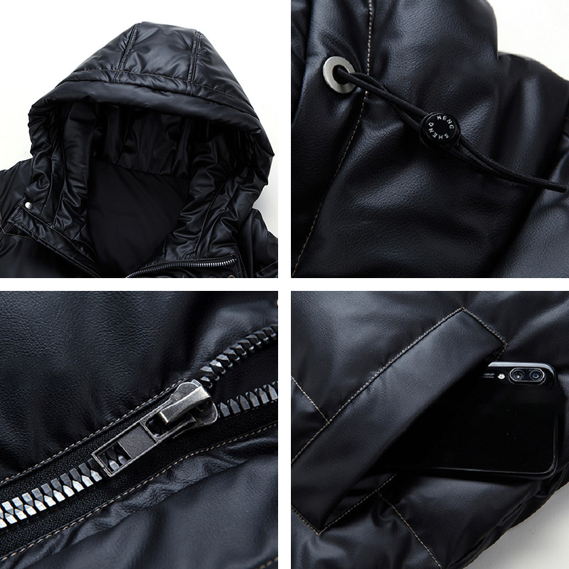 Jachetă de iarnă, cu glugă, cu glugă, pentru bărbați, ușoară, respirabilă, impermeabilă, pufă groasă, clasică, casual, parka de înaltă calitate