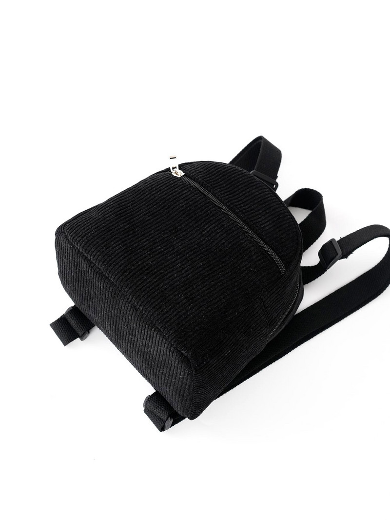 Rucsac negru pentru femei, mini rucsac din velur, rucsac mic, geantă de școală, potrivită pentru călătorii și cumpărături