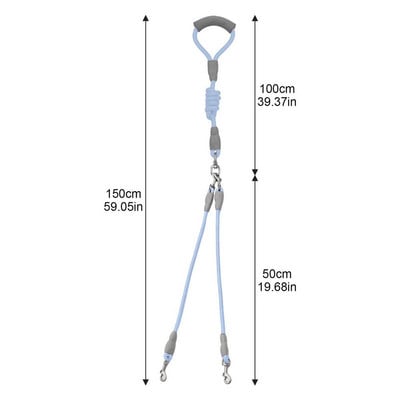 Kutyapóráz 360 fokban forgatható kétfejű kutyasétáltató kötél 2 vontatókötél Tartós kutyapóráz kényelmes fogantyúval