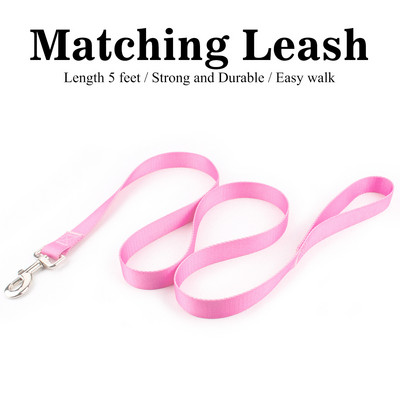 Guler de câine reglabil din nailon, plumb, pisică de companie, guler de câine, lesă de tracțiune, potrivit pentru câinii mici și mari, bulldog, pugs, beagle