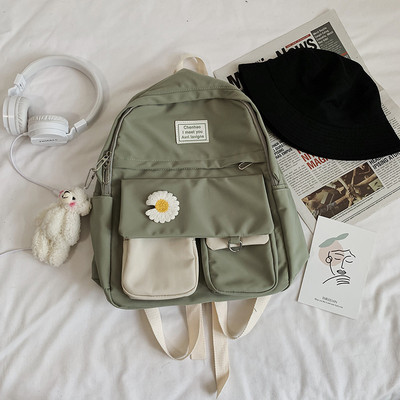 Juhuslik õpilase koolikott, armas lilleline nailonist pehme lapiline raamatukott teismelistele Kawaii seljakott, naiste moekas kott