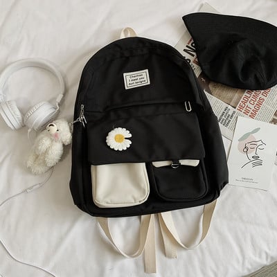 Juhuslik õpilase koolikott, armas lilleline nailonist pehme lapiline raamatukott teismelistele Kawaii seljakott, naiste moekas kott