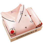 Καλοκαιρινή κοντομάνικη γυναικεία πιτζάμες Ice Silk Thin Section Simulation Silk δύο τεμαχίων Home Service Night Wear Women Set Pijama