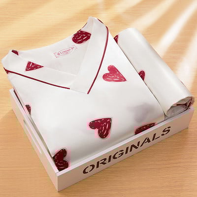 Καλοκαιρινή κοντομάνικη γυναικεία πιτζάμες Ice Silk Thin Section Simulation Silk δύο τεμαχίων Home Service Night Wear Women Set Pijama