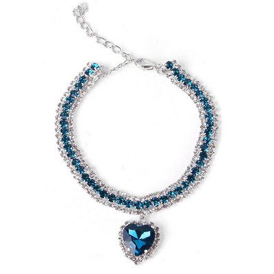 Guler de pisică cu strass Pandantiv cu diamant în formă de inimă pentru animale de companie Accesorii pentru pisici pentru pisoi de interior Pisici mici pentru zile de naștere