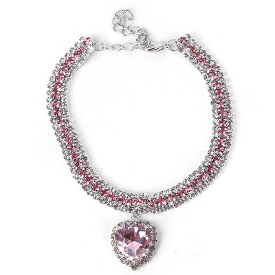 Guler de pisică cu strass Pandantiv cu diamant în formă de inimă pentru animale de companie Accesorii pentru pisici pentru pisoi de interior Pisici mici pentru zile de naștere