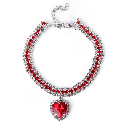 Guler de pisică cu strass Pandantiv cu diamant în formă de inimă pentru animale de companie Accesorii pentru pisici pentru pisoi de interior Pisici mici pentru zile de naștere