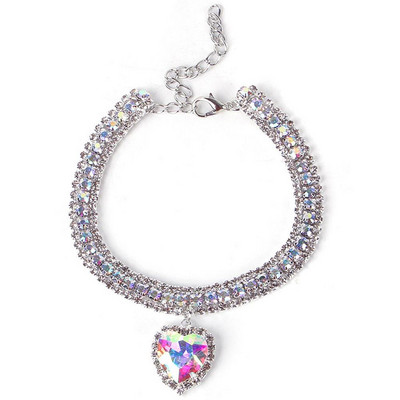 Guler de pisică cu strass Pandantiv cu diamant în formă de inimă pentru animale de companie Accesorii pentru pisici pentru pisoi de interior Pisici mici pentru zile de naștere