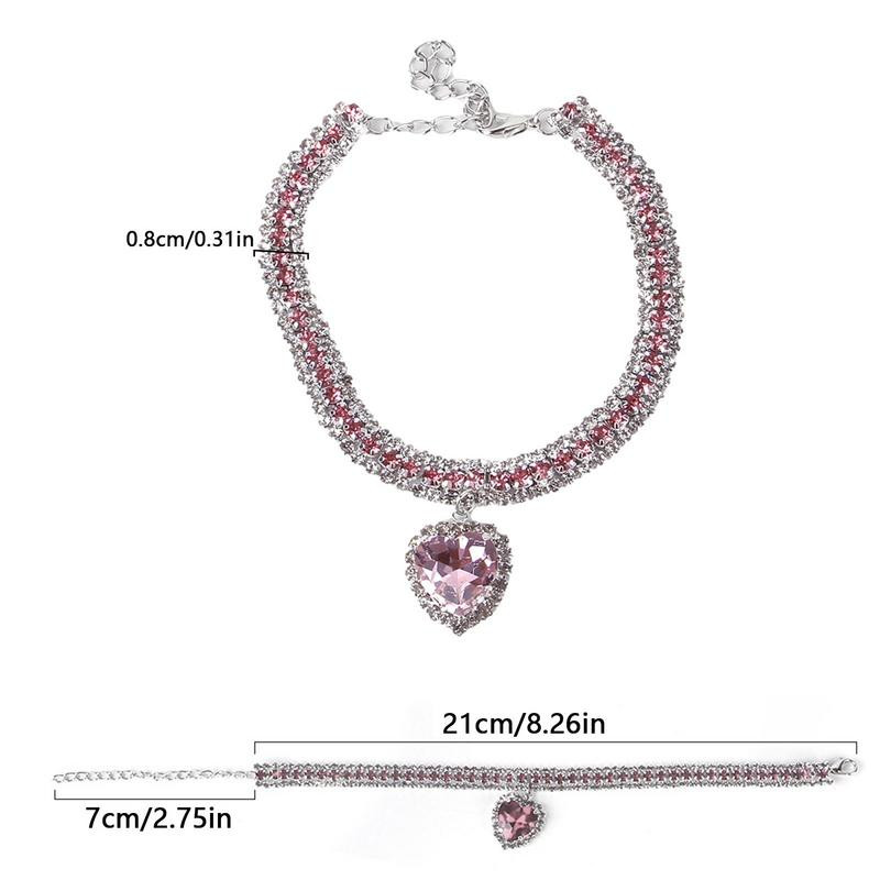 Guler de pisică cu strass Pandantiv cu diamant în formă de inimă pentru animale de companie Accesorii pentru pisici pentru pisoi de interior Pisici mici pentru zile de naștere