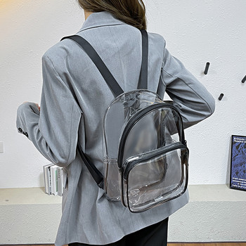 Прозрачна PVC дамска раница Плътен цвят Ежедневни прозрачни водоустойчиви ученически чанти Дамски чанти за пътуване през рамо Раница