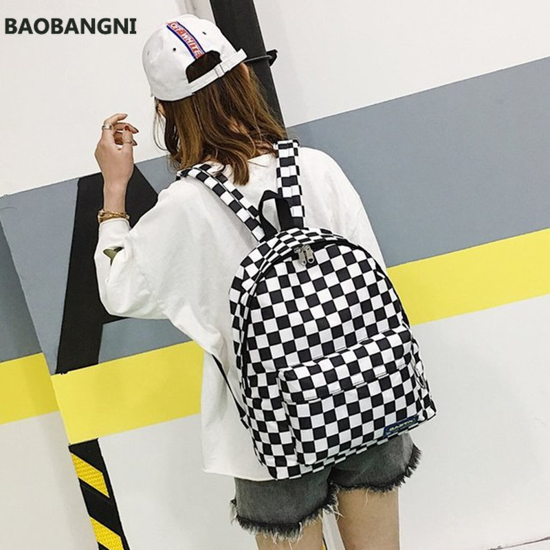 Naiste meeste Unisex võrega seljakott Uus trendi malelaud teismeliste koolikott Paarid seljakott reisikott