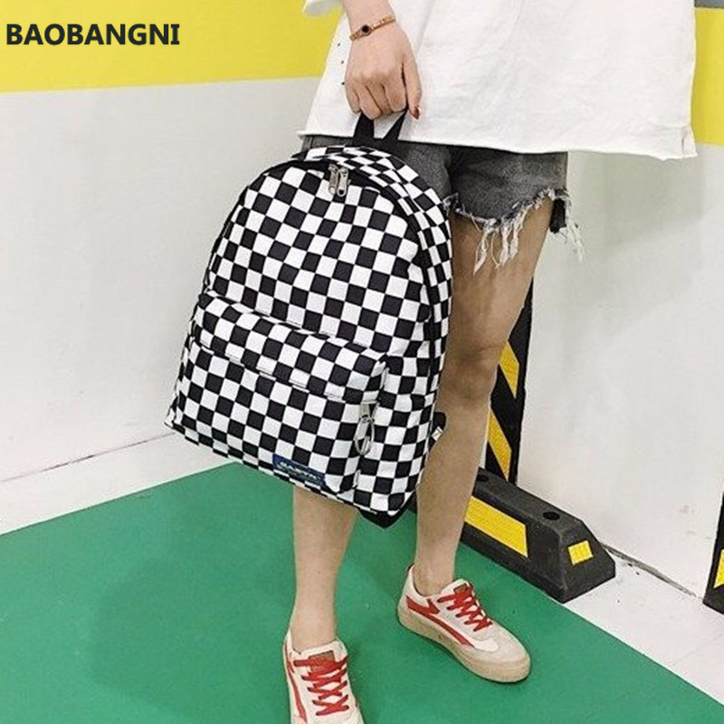 Naiste meeste Unisex võrega seljakott Uus trendi malelaud teismeliste koolikott Paarid seljakott reisikott