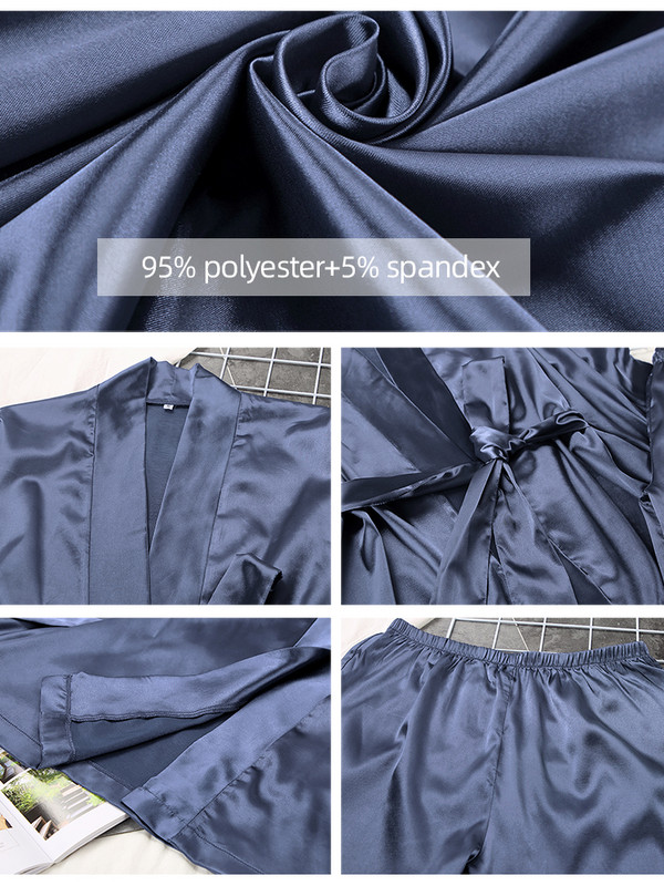 Pidžaamakomplektid Vöödega hommikumantlid Seksikad unisriided Naiste soliidne satiin koduülikond Pulmaõhtu siidist puhkeriided Lahtised öörõivad Pükstekomplektid