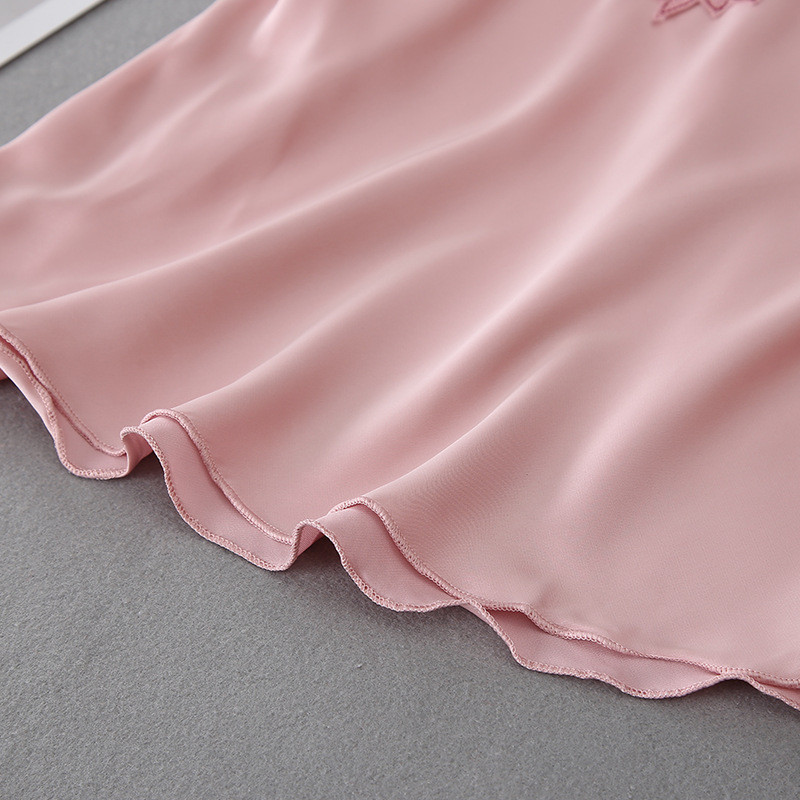 Satiinist pehme naiste pidžaamaülikond Intiimpesu Tikand Seksikas V Plii koduriided Spagetid rihmaga lühikesed püksid, magamisriided Öörõivad