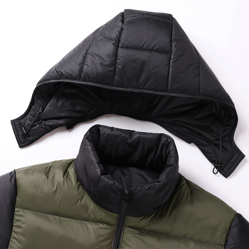 Jachetă caldă cu glugă pentru bărbați, toamnă și iarnă, haină impermeabilă, căciulă detașabilă parka