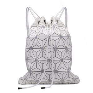 Uued naiste nööriga seljakotid Holograafiline kott Naiste helendav geomeetriline seljakott teismelistele tüdrukutele Koolikott Rannakott Bao