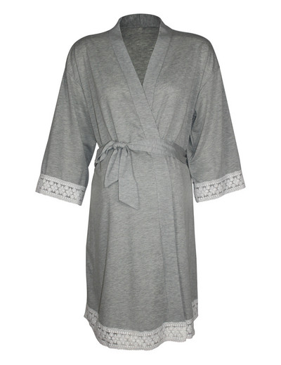 Robă din dantelă Cămașă de noapte pentru alăptare pentru femei însărcinate mozaic mânecă trei sferturi Maternitate Alăptare îmbrăcăminte pijama