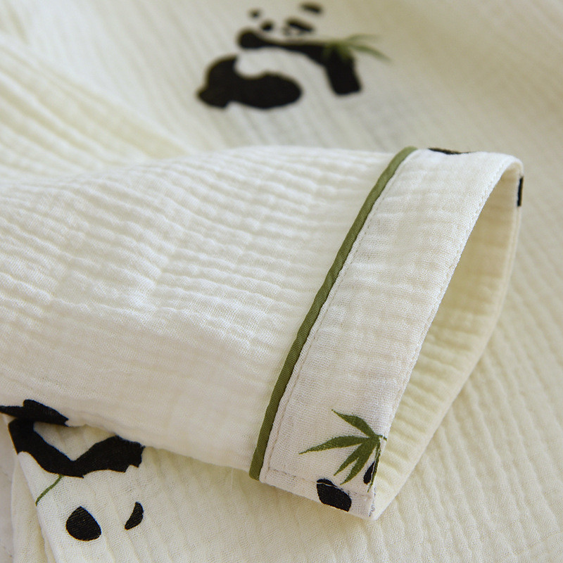 100% puuvillane krepp lahtine pidžaamakomplekt naiste pikkade varrukatega püksid koduülikond Cute Panda Print Pidžaamad naiste lihtsad pidžaamad 2tk
