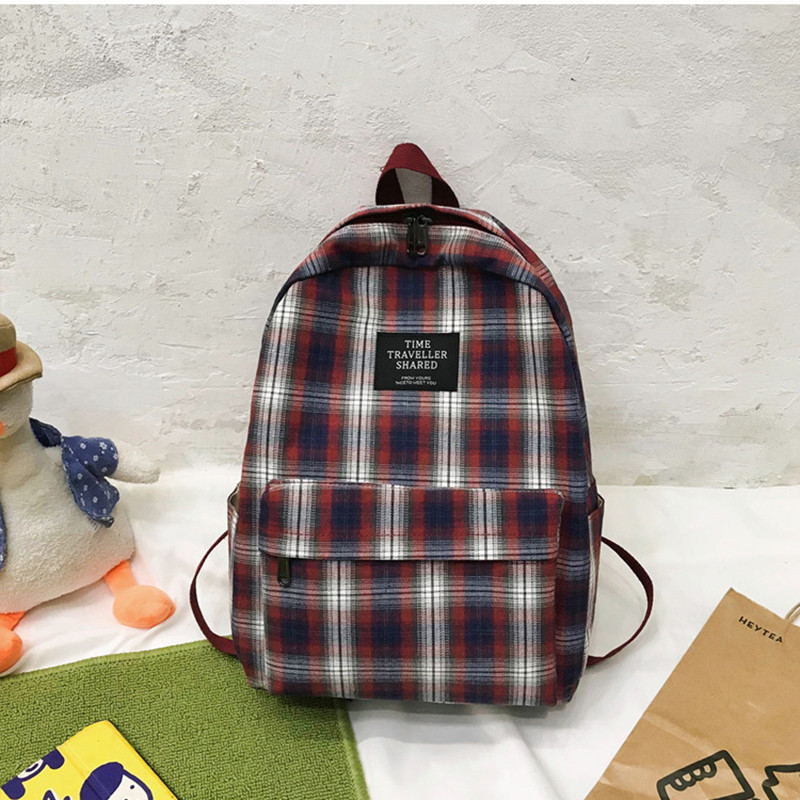 Fashion καρό καμβά γυναικεία τσάντα πλάτης Μαθητικά σακίδια εφηβικής κοπέλας Σχολικές τσάντες μεγάλης χωρητικότητας Αδιάβροχο σακίδιο ταξιδιού