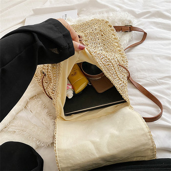 Μόδα σακίδια παραλίας για γυναίκες Πολυτελής χειροποίητη ψάθινη τσάντα πλάτης 2023 Καλοκαιρινή τάση Ταξιδιωτική γυναικεία επώνυμη τσάντα πλάτης
