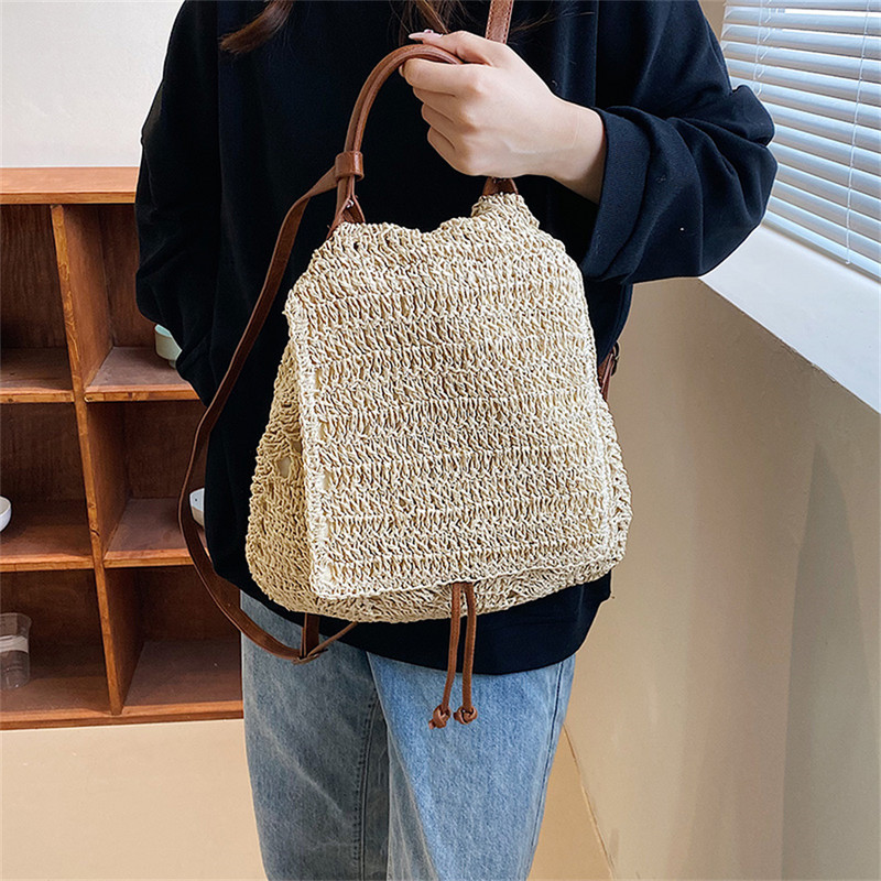 Divatos női tengerparti hátizsákok Luxus, kézzel készített szalmából készült hátizsák 2023 nyári trend utazási női hátizsák tervező márkájú táska