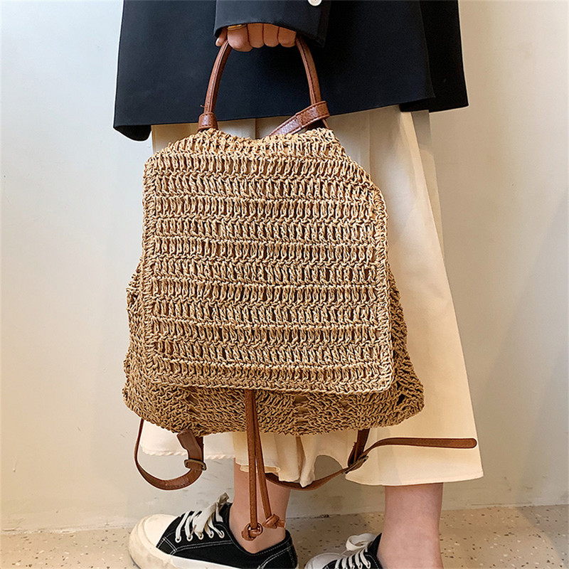 Divatos női tengerparti hátizsákok Luxus, kézzel készített szalmából készült hátizsák 2023 nyári trend utazási női hátizsák tervező márkájú táska