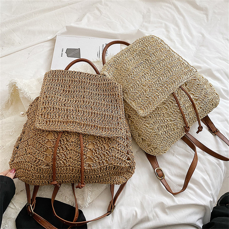 Divatos női tengerparti hátizsákok Luxus, kézzel készített szalmából készült hátizsák 2023 nyári trend utazási női hátizsák tervező márkájú táska