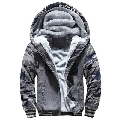 Pánska flísová bunda, maskáčová zahusťovacia bunda, kapucňa, zimný kabát s dlhým rukávom, páperový kabát, ležérne streetwear pánske mikiny s kapucňou